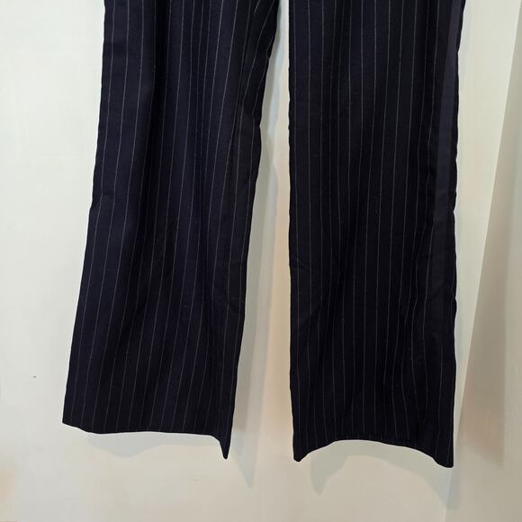 Vintage American Eagle Womens Y2K Pinstripe Pants Low Rise Wide Leg Sz 12 Wool - Picture 3 of 9